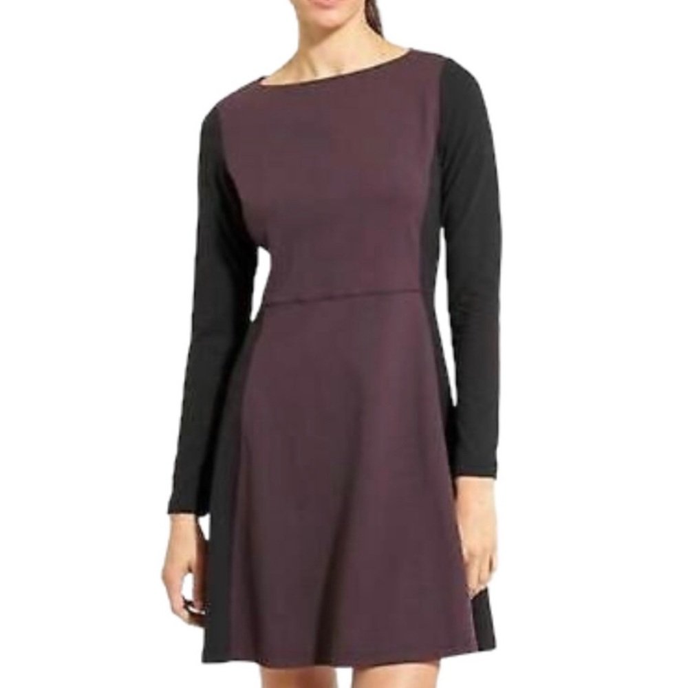 Athleta Purple and Black Cozy Up Fit & Flare Dress